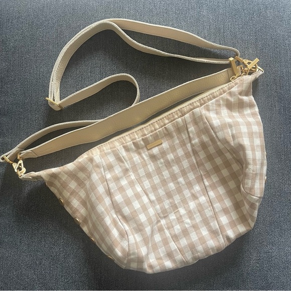 Hammitt Morgan Bag in Dandelion Gingham Shoulder/Crossbody Croissant Shape - Picture 2 of 13